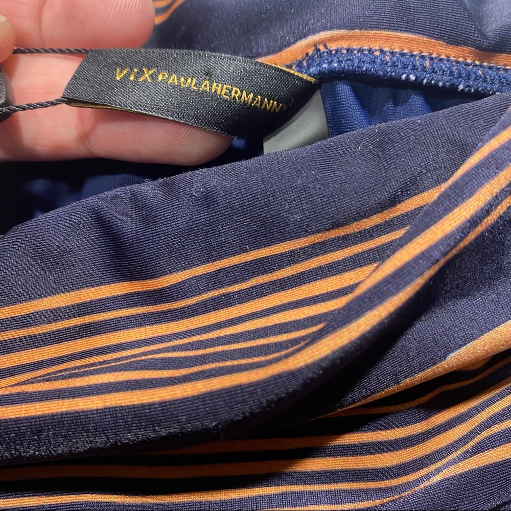 Vix Paula Hermanny Isabela Bia Gold & Blue Striped Bikini Brief Bottoms NWT XL - Picture 11 of 16